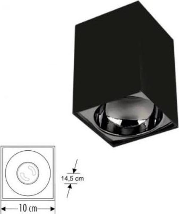 CATA Bergama Siyah-Platin Kare Sıva Üstü Armatür GU-10 Duylu (Ampulsüz) - Image 1