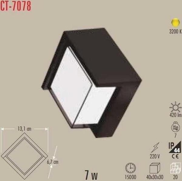 CATA Dominik Led Bahçe 7w Duvar Aplik 3200K Günışığı Dış Mekan - Image 1