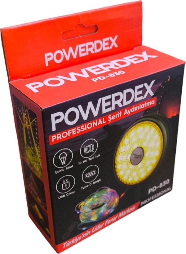 POWERDEX 10mt Şarjlı Telli Peri Ledli 8 Animasyonlu Günışığı ve RGB Renk Makaralı Süsleme Ledi - Image 1