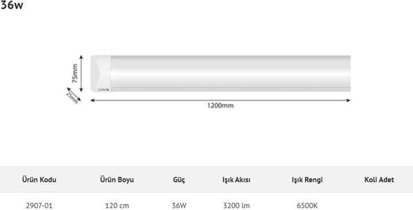 İNOLED 120cm 36W Led Bant Armatür BEYAZ 6500K IP40 - Image 1