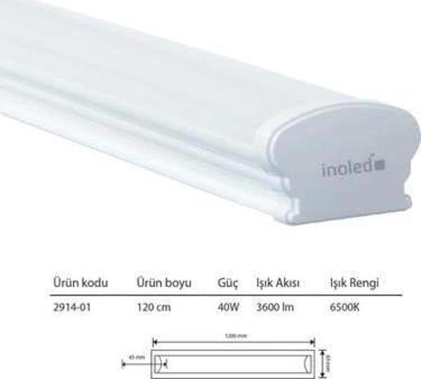 İNOLED 40W LED ETANJ ARMATÜR IP65 6500K 120CM - Image 1