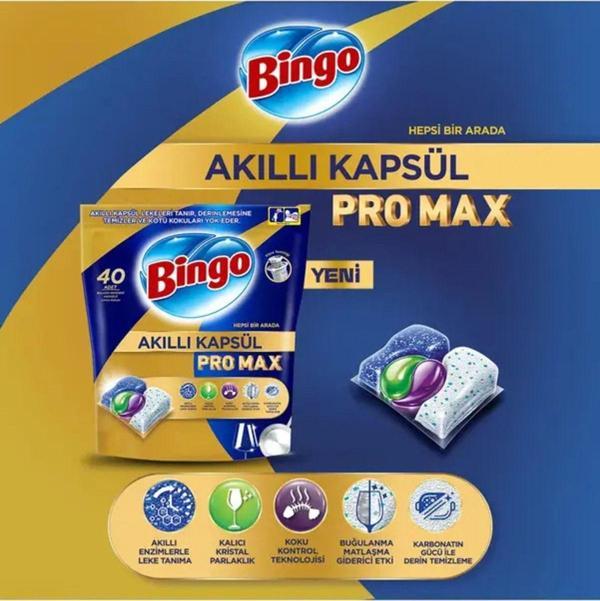 Bingo Akıllı Kapsül Pro Max Bulaşık Makinesi Deterjanı Tableti 40Lı (5Paket) - Image 1