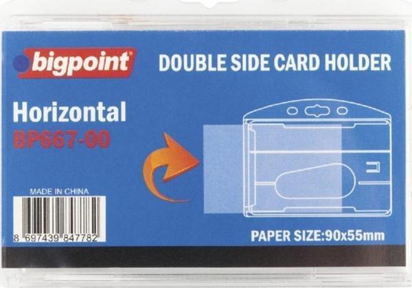 Bigpoint Çift Taraflı Kart Kabı Yatay Şeffaf 90X55 Mm - Image 1