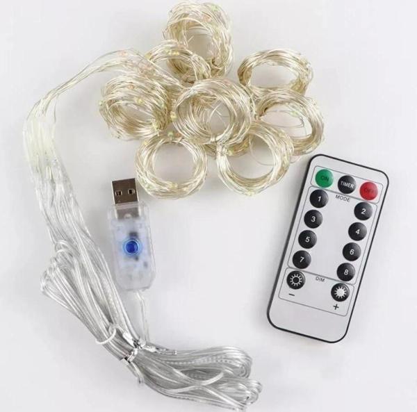 USB Peri Led Perde Süsleme Ledi 3x2 mt 10 Kollu Günışığı 3500k - Image 1