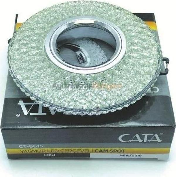 CATA Yağmur Dekoratif Cam Spot Yuvarlak Kristal Krom 3w Efektli 3000K GU10 (Duy Ampul Hariç) - Image 1
