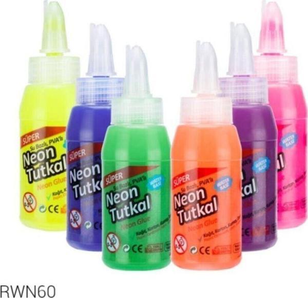 Red Apple Süper Neon Tutkal Su Bazlı Pva’Lı 60 Gr 6Adet Farklı Renk - Image 1