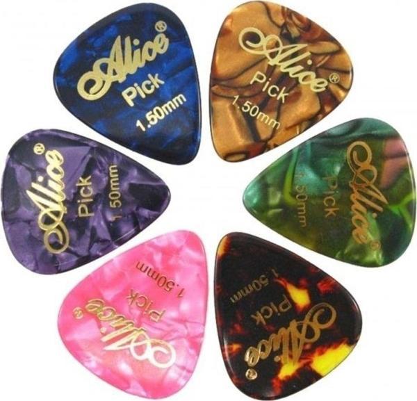 Alice 10 Adet Sedefli 0.96 1.2 Ve 1.5 Numara Bas Gitar Penası-10 Adet - Image 1