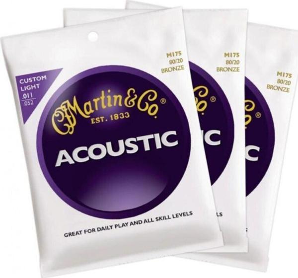 Martin & Co M175Pk3 - 80/20 Bronze (Custom Light) 11-52 Akustik Gitar Teli - 3 Set - Image 1