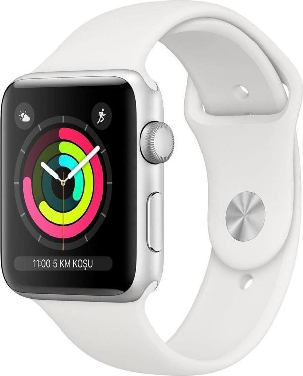 Apple Watch Seri 3 Gps 42 Mm Gümüş Rengi Alüminyum Kasa Ve Beyaz Spor Kordon - Mtf22Tu/A - Image 1
