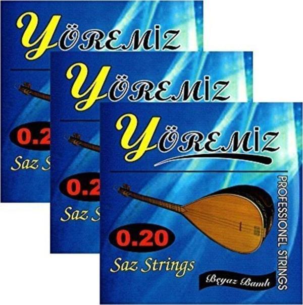 YÖREMİZ 3 Paket Uzun Sap Sazlar Için Paslanmaz Çelik(0.20) Saz Teli-Mızrap Hediyeli - Image 1