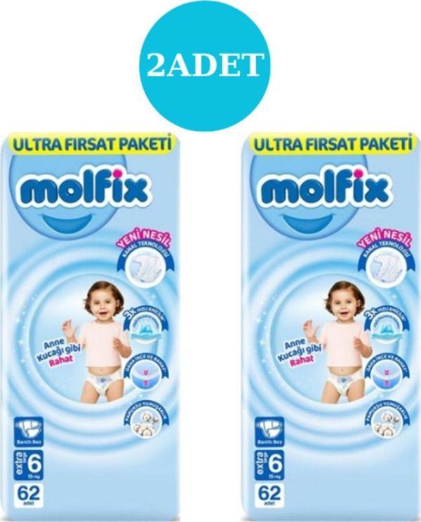Molfix Bebek Bezi 6 Beden Ultra Fırsat Paketi 62X2 124 Adet - Image 1