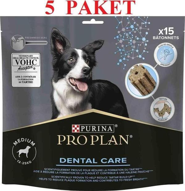 Purina Proplan Medium Breed Dental Care Büyük Orta Irk Köpekler Için Diş Sağlığı Ödülü 15 Parça X 5 Paket - Image 1