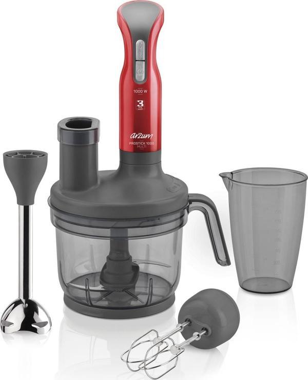 Arzum Ar1026 Prostick 1000 Watt Multi Blender Seti - Kırmızı - Image 1