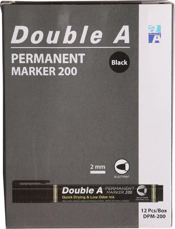 Double A Permanent Yuvarlak Uçlu Kalem Siyah  12'li - Image 1
