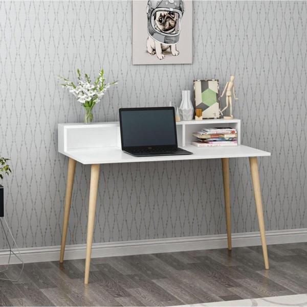 Antec Design Ronas Ahşap Ayaklı Çalışma Masası Beyaz - Image 1