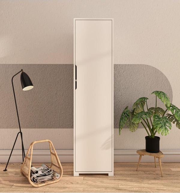 Vm Vertex Mobilya Flora 1 Kapaklı 5 Raflı Gardırop Beyaz Elbise Dolabı - Image 1