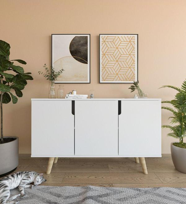 Vm Vertex Mobilya Verona 120 Cm Konsol, Kahve Köşesi, Tv Ünitesi, Çok Amaçlı Ahşap Ayaklı Konsol Beyaz - Image 1
