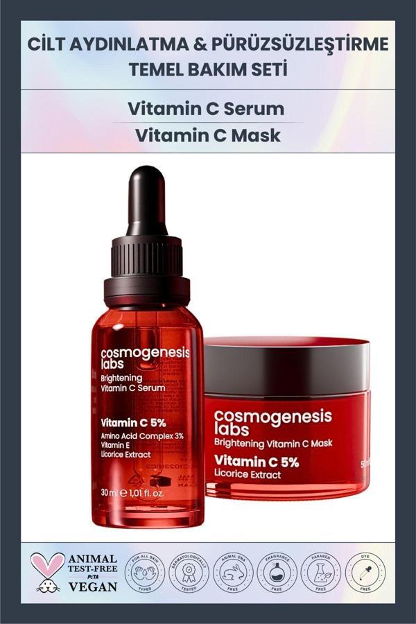 Cosmogenesis Labs Aydınlatıcı & Pürüzsüzleştirici Vegan Temel Cilt Bakım Seti - Image 1