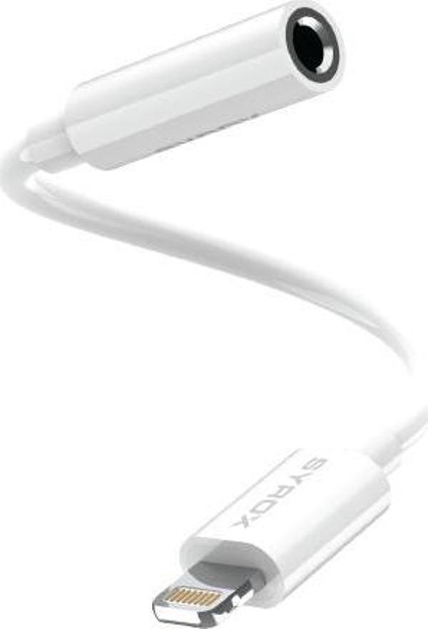Syrox DT22L-A Lightning - 3.5mm AUX Dönüştürücü - Beyaz - Image 1