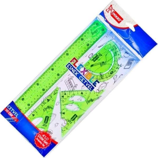 Esnek Cetvel Çizim Seti Kırılmaya Dayanaklı 4'lü Yeşil Fl-04 - Image 1