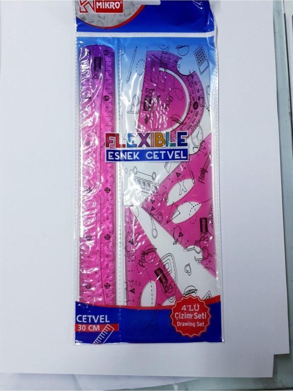 Flexible 4'lü Esnek Cetvel Kırılmaya Dayanaklı Pembe - Image 1
