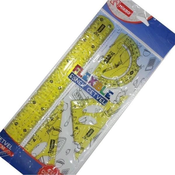 Sarı Esnek Cetvel 4 Lü Çizim Seti Kırılmaya Dayanaklı Fl-04 - Image 1