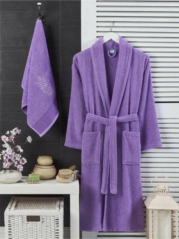 Havlulu Banyo Kadın Bornoz Takımı Şalyaka 100 Pamuklu - Image 1