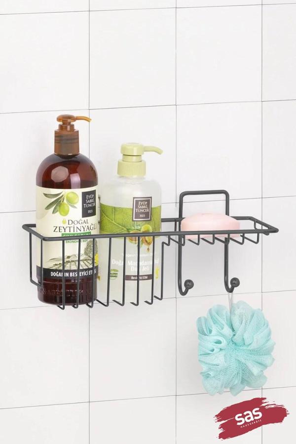 Sas Haus Banyo Düzenleyici Şampuanlık Duş Rafı Siyah AŞ-01 - Image 1