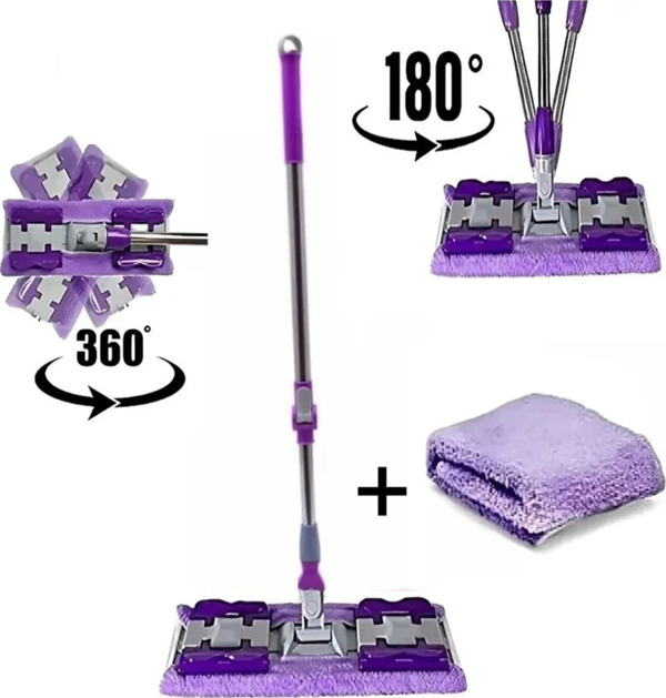 KALİTE ( 1 Adet Yedek Bez Hediyeli ) Yer Mopu Fayans Duvar Yüzey Temizlik Mikrofiber Mandallı Mop - Image 1