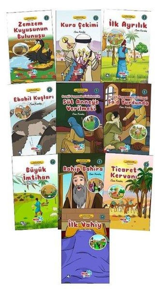 Çocuklar İçin Hikayelerle (sav) Peygamber Hayatı Mekke Dönemi Seti - 10 Kitap Takım - Aksa Çocuk - Image 1