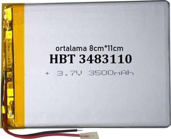 3.7V 3500Mah 7''inç, 8''inç Tablet uyumlu Batarya - Pil (Ölçüler 406488p) - Image 1