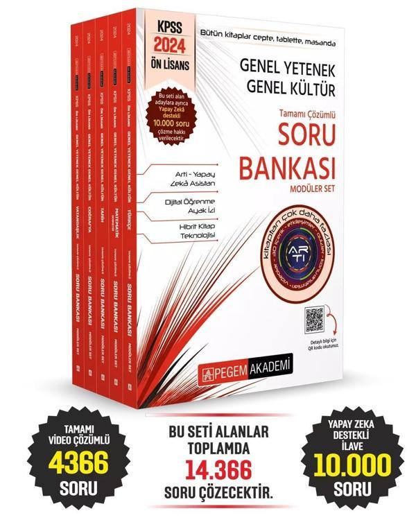 2024 KPSS Genel Yetenek Genel Kültür Önlisans Tamamı Çözümlü Soru Bankası Modüler Set - Pegem Akademi Yayıncılık - Image 1