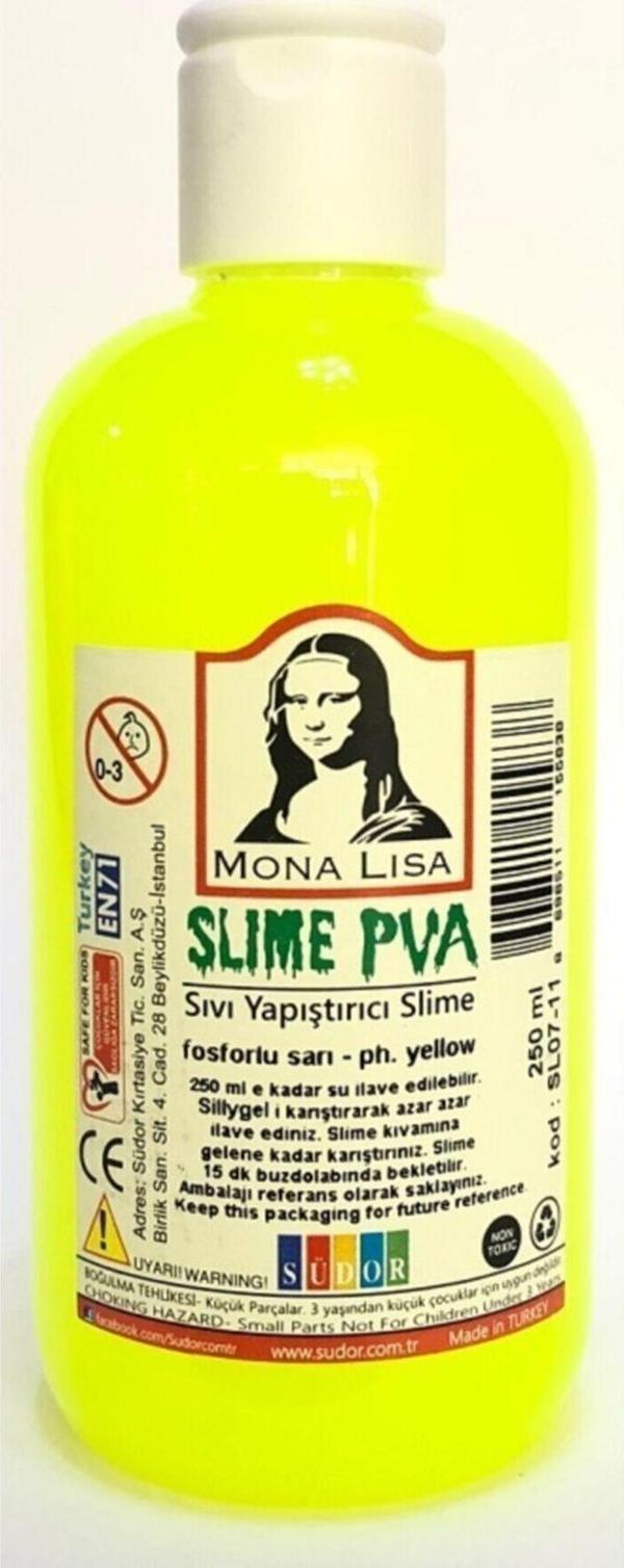 Südor Slime Sıvı Yapıştırıcı Fosforlu Sarı 250Ml - Image 1