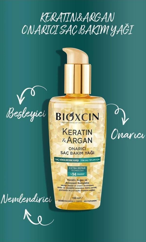 Bioxcin Keratin & Argan Onarıcı Saç Bakım Yağı 150 Ml - Image 1