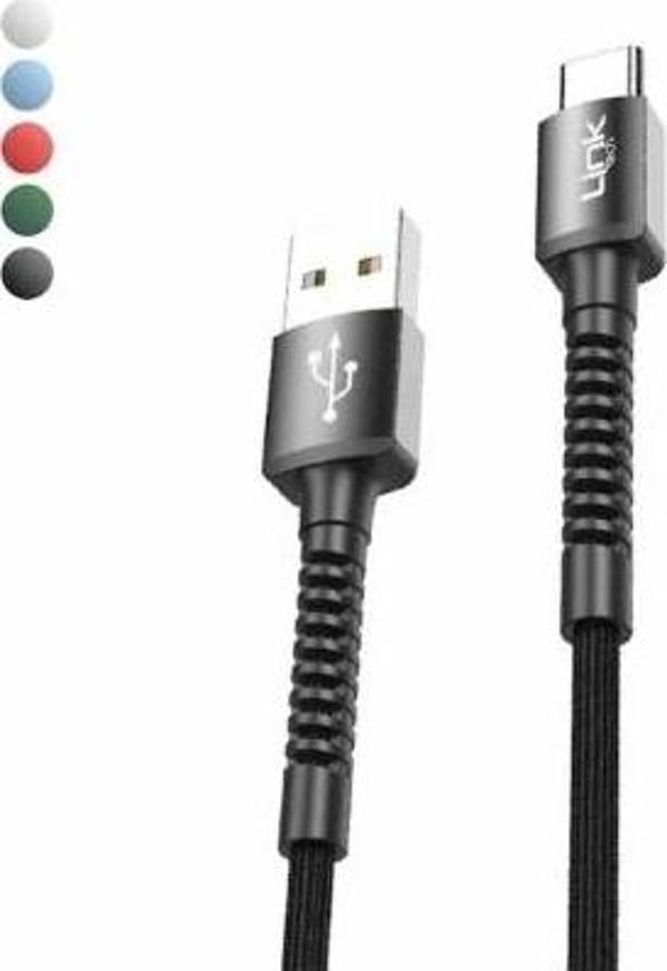 LİNKTECH USB-TYPE-C 5V 3A 1M Şarj Kablosu İP Örgülü - Image 1