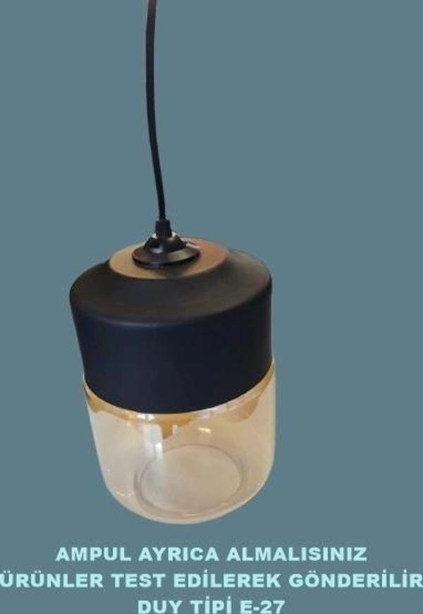 VİTO RAİNA ART BÜYÜK SİYAH AMBER E-27 CAM TEKLİ AVİZE - Image 1