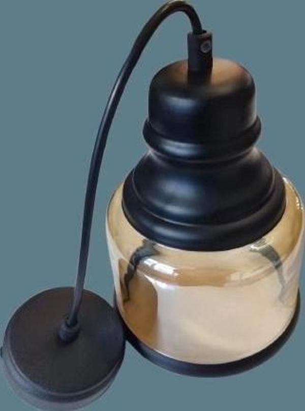 VİTO RAİNA ART KÜÇÜK SİYAH AMBER E-27 CAM TEKLİ AVİZE - Image 1
