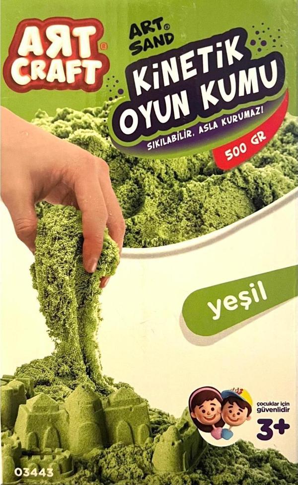 Art Craft Kinetik Oyun Kumu Kınetıc Play Sand 500 Gr Mor Mavi Yeşil Natural - Image 1