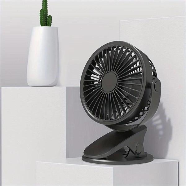 Blic Usb Fan Bebek Arabasına Uygun Clamp Design Mandallı Soğutucu Vantilatör Klima Siyah Klipsli - Image 1