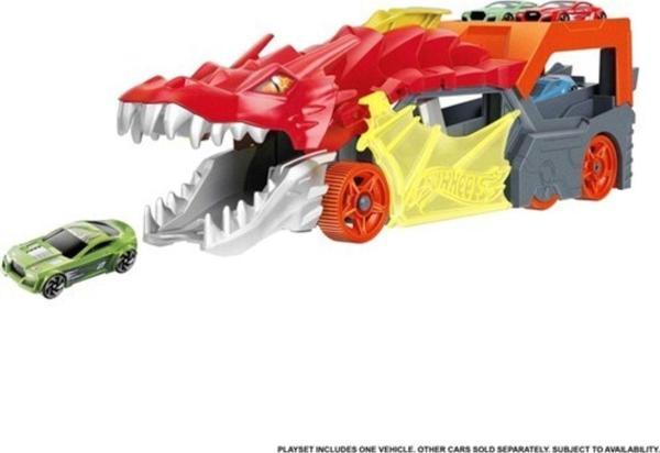 Hot Wheels Şehri Fırlatıcı Ve Taşıyıcı Ejderha, Ağzından Oyuncak Arabaları Püskürtür, Diğer Setlere - Image 1