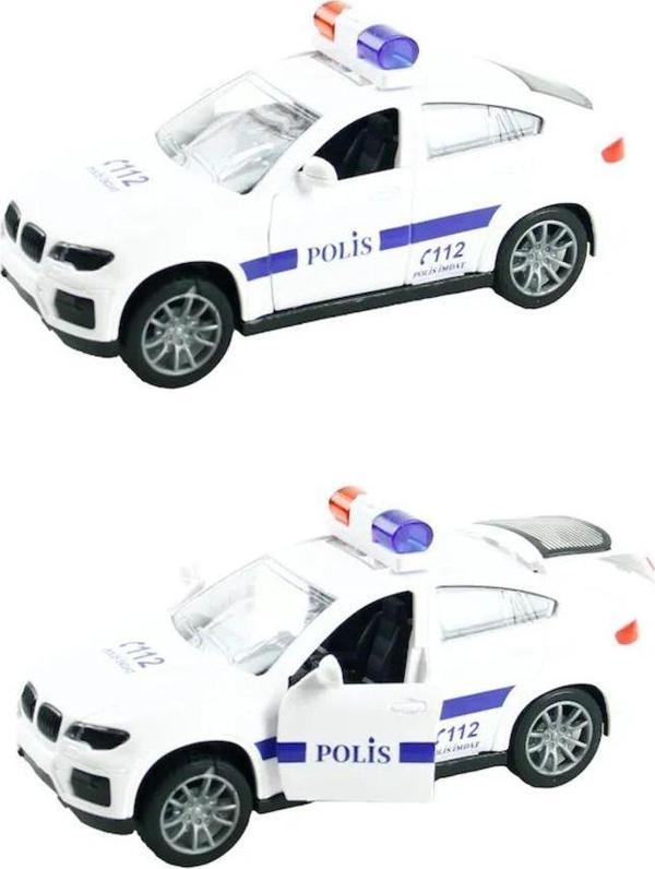 Milky Ada Toys Sürtmeli Ambulans Polis İtfaiye Jandarma Açılır 3 Kapı Mavi Beyaz Kırmızı Renk Oyuncak Araba - Image 1