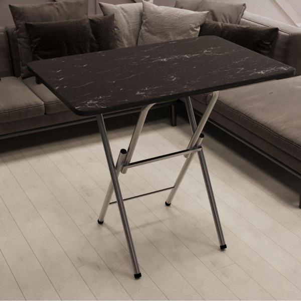 Han Ahşap Katlanır Masa Kırma Masa 60X90 Siyah Mermer Desen Kamp Masa Çalışma Masası Ders Masası Mutfak Masası - Image 1