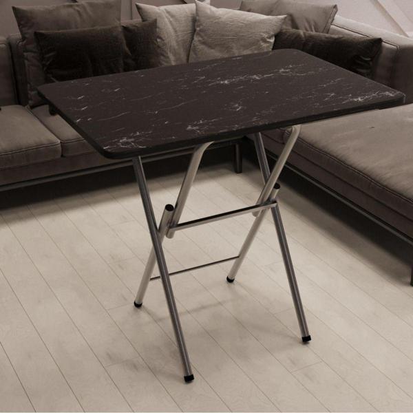 Han Ahşap Katlanır Masa Kırma Masa 70X110 Siyah Mermer Desen Kamp Masa Çalışma Masası Ders Masa Mutfak Masası - Image 1