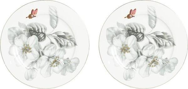 Lucky Art Harmonia New Bone China Gri Naturel Desenli 2li Servis Tabağı Seti 27 cm - Image 1