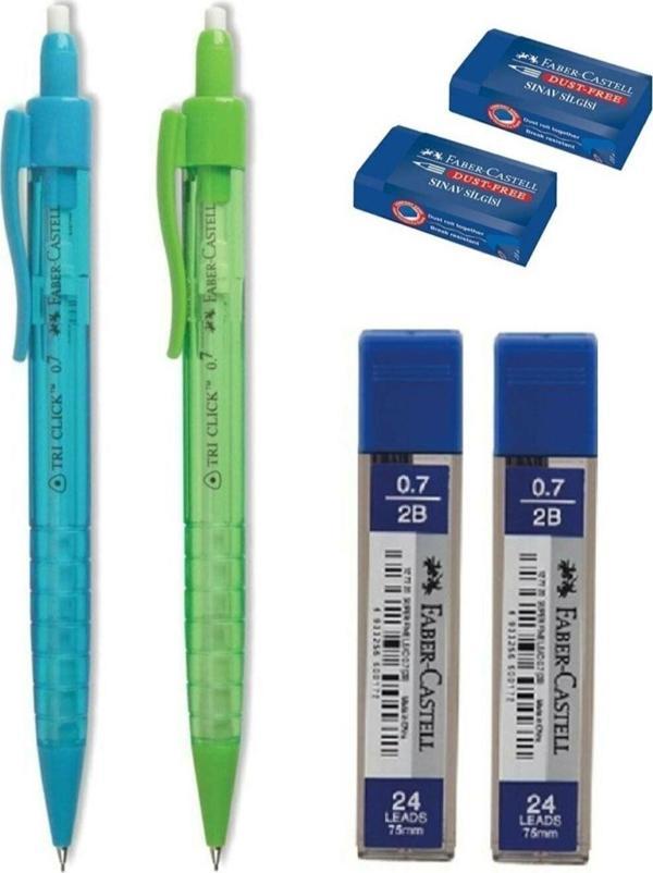 Faber-Castell Tri Click Versatil Kalem 0.7 Mm 2 Adet 0.7 Mm Uç 2 Adet Sınav Silgi 2 Adet - Image 1