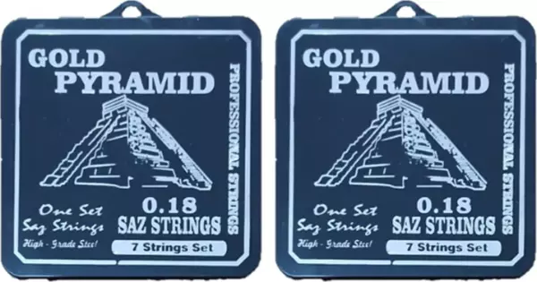 GOLDPYRAMİD 2 ADET 0.18 Pyramid Kısa Sap Saz Bağlama Teli Tezene Hediyeli - Image 1