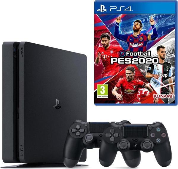 Sony Playstation 4 Slim 1 TB + 2. PS4 Kol + PS4 Pes 2020 - Image 1
