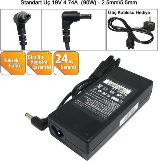 Uyumlu Asus X550, X550a, X550ca, X550cc Uyumlu Notebook Adaptör, (90w - 19v 4.74a) - Image 1