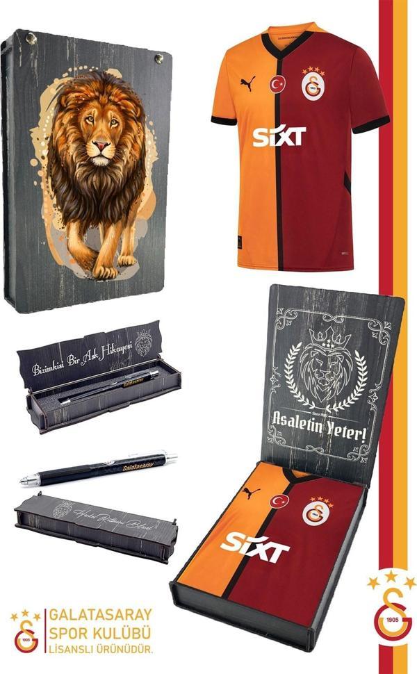 Galatasaray Orijinal Lisanslı 24/25 Parçalı Forma Premium Uçlu Kalem Set Aslan Baskılı Ahşap Kutulu - Image 1