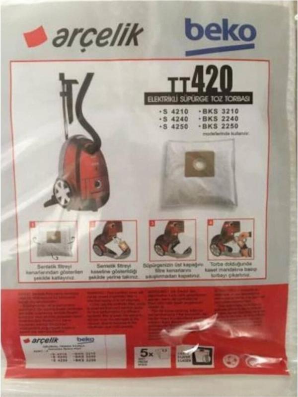 Çarşı Ev Gereçleri Arçelik S4210-S4240-S4250 10 Adet Bez Süpürge Torbası - Image 1